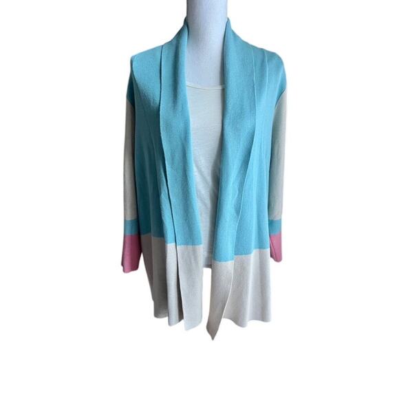 CJ Banks Sweaters - CJ Banks blue & cream color block cardigan sweater size 1x